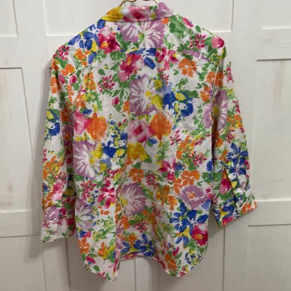 Chaps Floral Women’s Button Down Cotton Top Size XL - Picture 5 of 9